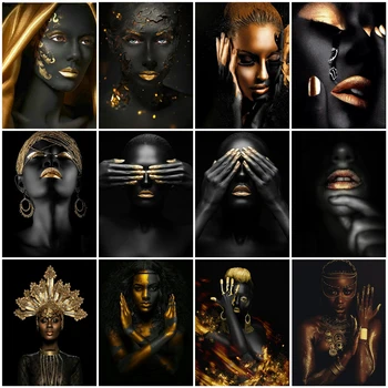 GATYZTORY Diy Paint By Number Black Gold African Woman Oil Painting On Canvas Wall Pictures For Living Room Modern Handmade gift
GATYZTORY Diy Paint By Number Black Gold African Woman Oil Painting On Canvas Wall Pictures For Living Room Modern Handmade gift