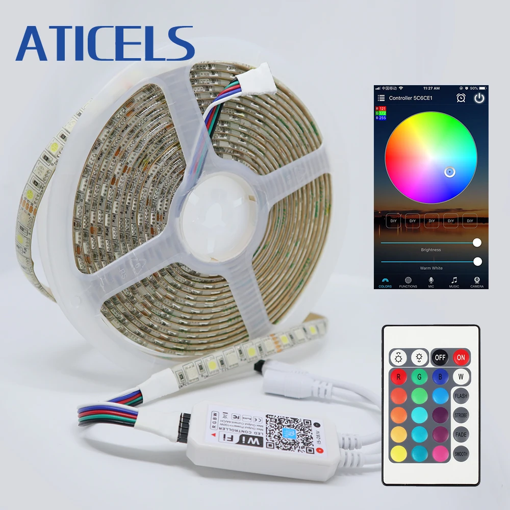 WiFi LED Strip Light SMD 5050 RGB RGBW RGBWW Flexible Ribbon DC12V LED Strip App Control
WiFi LED Strip Light SMD 5050 RGB RGBW RGBWW Flexible Ribbon DC12V LED Strip App Control