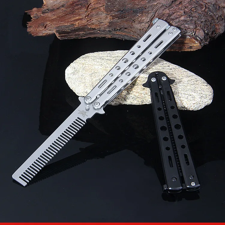 

Outdoor Field Butterfly Knife Unopened Blade Slicer Csgo Exercise Knife Stainless Steel Training Knife Folding Comb Bali-songs