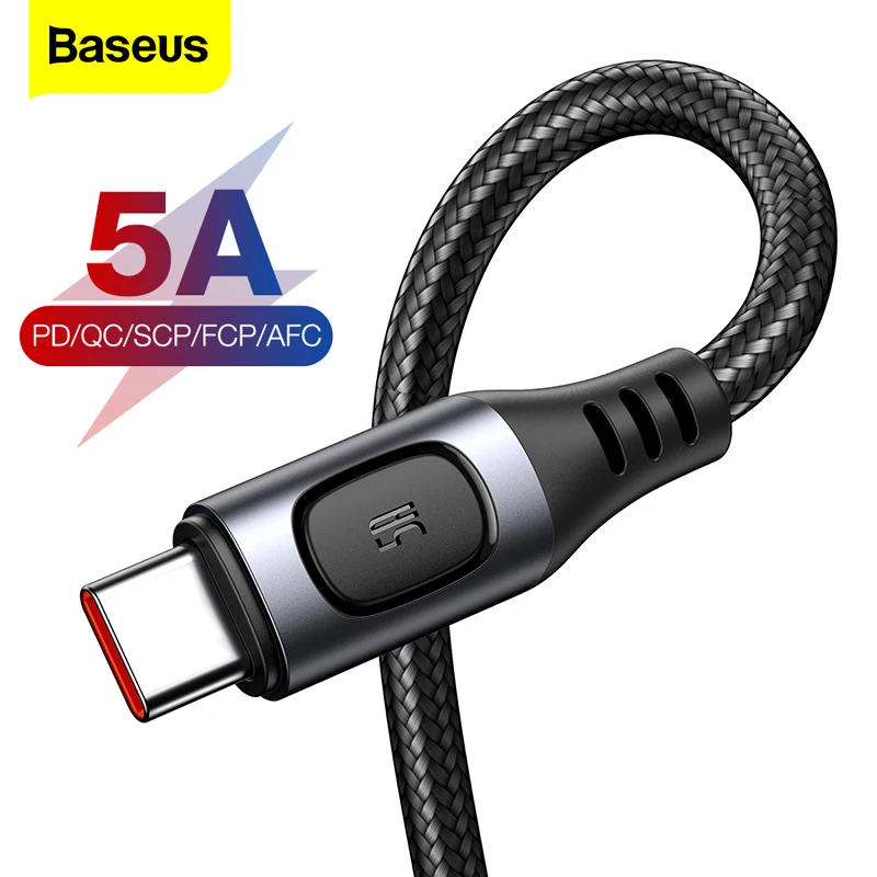Кабель Baseus USB Type-C для Xiaomi mi 9 5 А шнур быстрой зарядки и передачи данных Samsung S20 Huawei P40