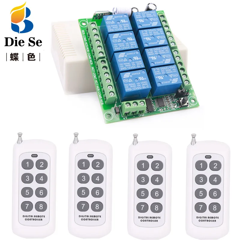 433MHz Universal Remote Control DC 12V 8CH rf Relay Receiver and 500 meters remote control for remote switch Door/garage/motor
433MHz Universal Remote Control DC 12V 8CH rf Relay Receiver and 500 meters remote control for remote switch Door/garage/motor