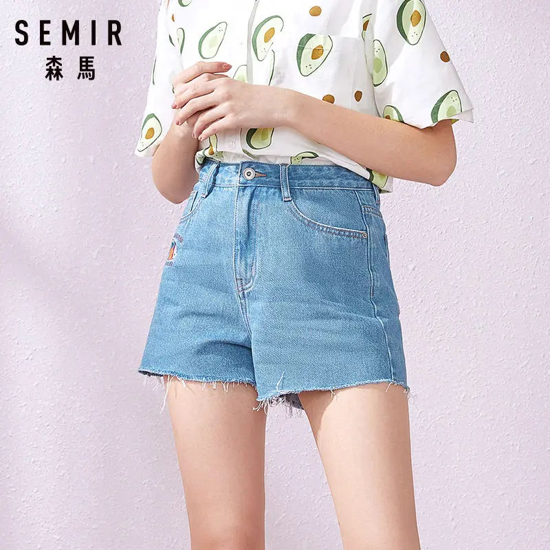 Женские джинсовые шорты SEMIR летние зауженные в Корейском стиле с высокой талией и