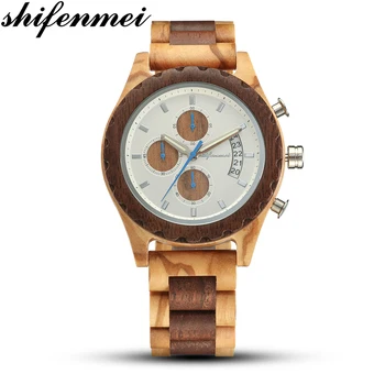 Shifenmei Top Luxury Wood Men Watch 2019 Fashion Wooden Timepieces Chronograph Quartz Watches Date Display relogio masculino 
Shifenmei Top Luxury Wood Men Watch 2019 Fashion Wooden Timepieces Chronograph Quartz Watches Date Display relogio masculino