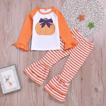 Halloween Pumpkin Toddler Baby Girl Clothes Long Sleeve Tops+Striped Bell-bottoms Pants Outfits Kids Clothing детская одежда
Halloween Pumpkin Toddler Baby Girl Clothes Long Sleeve Tops+Striped Bell-bottoms Pants Outfits Kids Clothing детская одежда