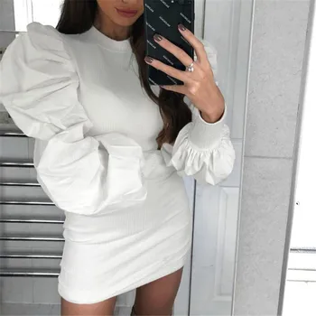 Sexy 2020 Summer Long Puff Sleeve Mini Dress Women Slim Fit Bodycon Dresses Streetwear Female Autumn Spring Short Dress
Sexy 2020 Summer Long Puff Sleeve Mini Dress Women Slim Fit Bodycon Dresses Streetwear Female Autumn Spring Short Dress