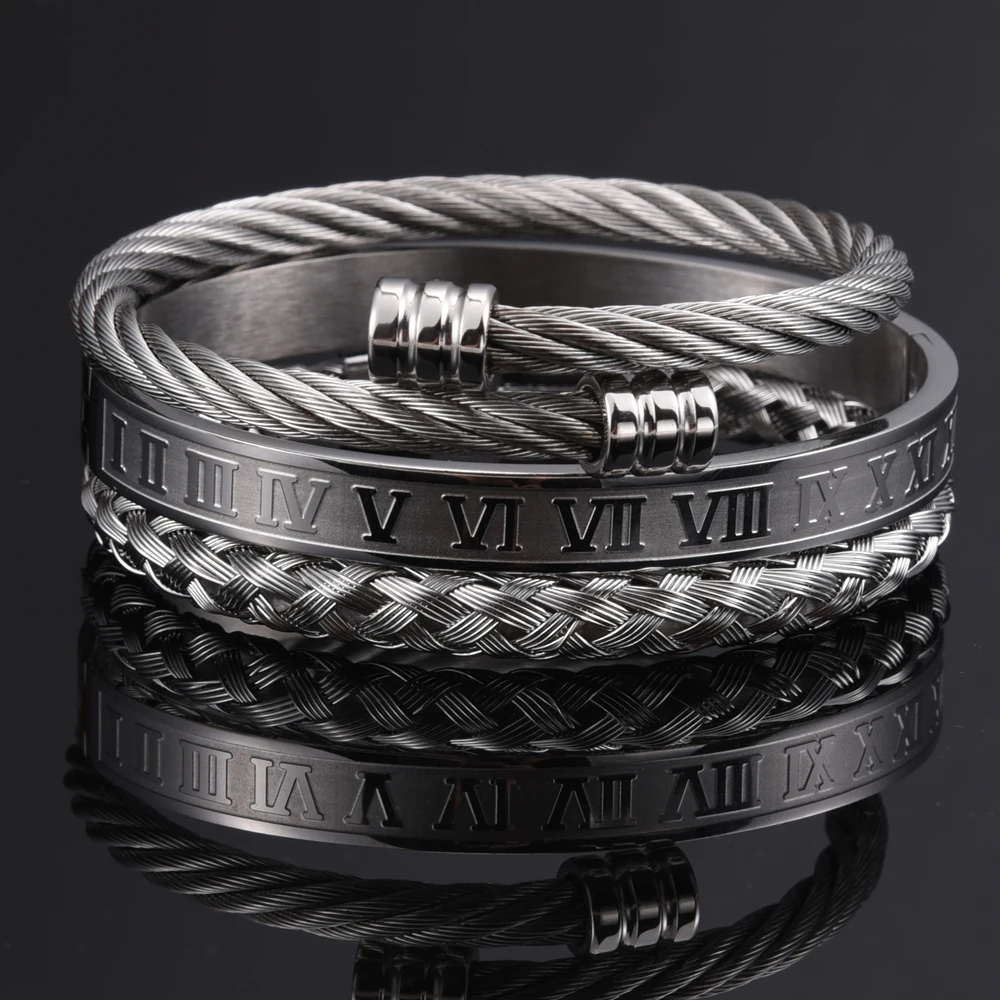 3Pcs luxury stainless steel bracelet set10