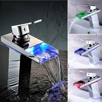 LED Waterfall Single Handle Bathroom Sink Faucet LED Colors Changing Tap Temperature Control Light Faucet Basin Washing Taps
LED Waterfall Single Handle Bathroom Sink Faucet LED Colors Changing Tap Temperature Control Light Faucet Basin Washing Taps