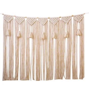 

Promotion! Macrame Wall Hanging Wall Tapestry Large Bohemian Wall Decoration for Wedding Backdrop Curtain Fringe Garland Banner