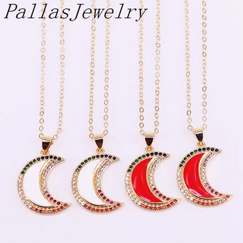 10PCS, Fashion Rainbow CZ Zircon Micro Pave Enamel Moon Charms Pendant Necklaces Gold Color for Women
10PCS, Fashion Rainbow CZ Zircon Micro Pave Enamel Moon Charms Pendant Necklaces Gold Color for Women