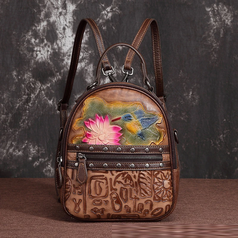 Female Floral Travel Bag Real Cowhide Daypack Rucksack Leisure Designer Small Knapsack Genuine Embossed Leather Women Backpack
Female Floral Travel Bag Real Cowhide Daypack Rucksack Leisure Designer Small Knapsack Genuine Embossed Leather Women Backpack