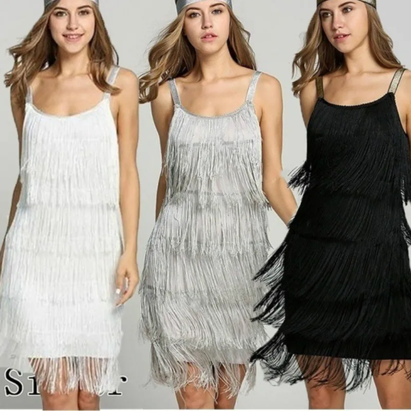 

2024 Summer dress Women Strapless Sleeveless Solid Color Fringe Knee-Length Dress Sexy Night Party Club Dress ZA01081