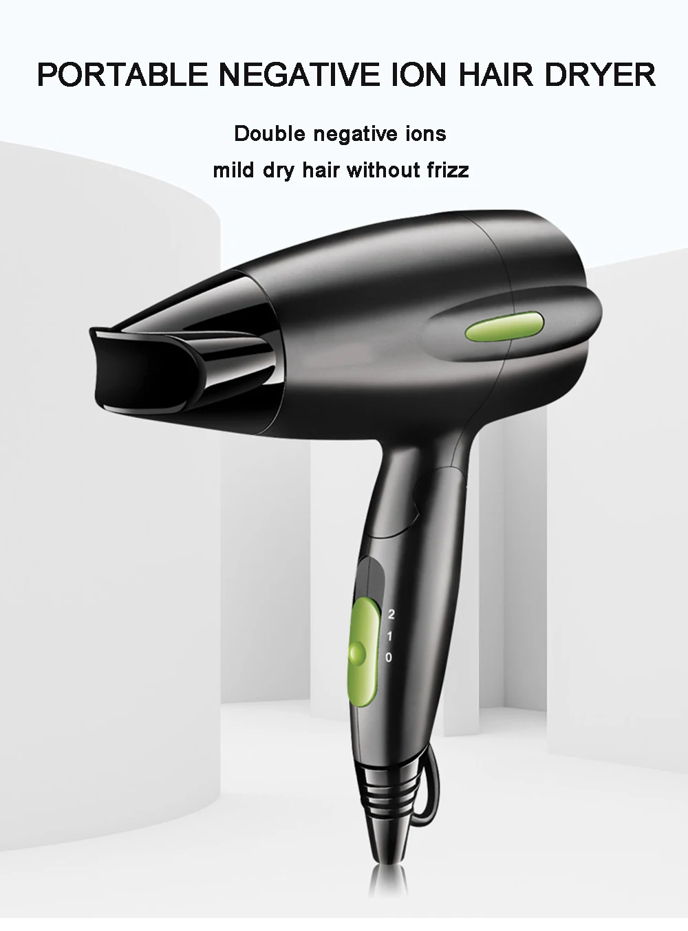 Mini secador de pelo de viaje, 1500W, 2 velocidades, iones negativos, mango  plegable, Motor de CC, tamaño del teléfono, boquilla de recolección de aire  - AliExpress Electrodomésticos