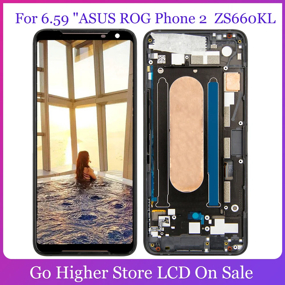 ЖК дисплей и сенсорный датчик в сборе для ASUS ROG Phone 2 ZS660KL 6 59 дюйма|Экраны мобильных