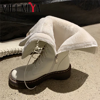 MILI-MIYA New Arrival Warm Wool Lining Women Full Genuine Leather Knee High Snow Boots Square Heels Zipper Plus Size 34-41
MILI-MIYA New Arrival Warm Wool Lining Women Full Genuine Leather Knee High Snow Boots Square Heels Zipper Plus Size 34-41