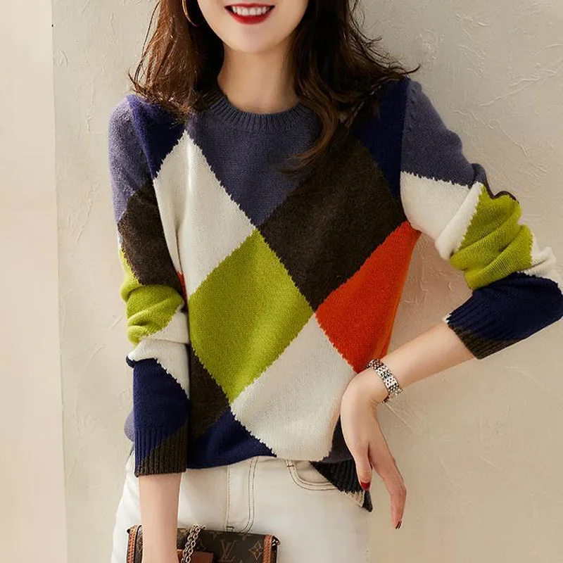1pcs Women's Plus Size Knit Sweaters 2020 Winter New Fashion Knitted woollen Cotton Color Splicing Jumper Ladies Jerseys Sweater
1pcs Women's Plus Size Knit Sweaters 2020 Winter New Fashion Knitted woollen Cotton Color Splicing Jumper Ladies Jerseys Sweater