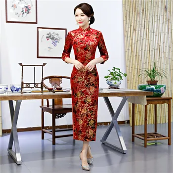 Red Flower Women Oriental Qipao Sexy Mandarin Collar Maxi Chinese Evening Party Gown Novelty Vintage Cheongsam Vestido De Soiree
Red Flower Women Oriental Qipao Sexy Mandarin Collar Maxi Chinese Evening Party Gown Novelty Vintage Cheongsam Vestido De Soiree