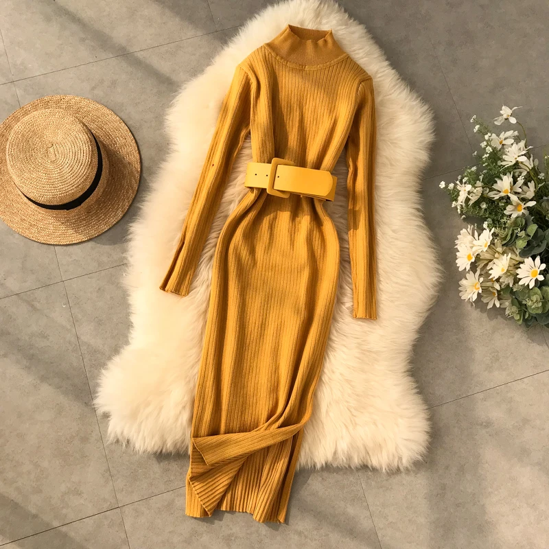 Winter knitted Dress women sexy slim body sweater dress Women long knitted Pullovers with belt waist winter bodycone dresses
Winter knitted Dress women sexy slim body sweater dress Women long knitted Pullovers with belt waist winter bodycone dresses