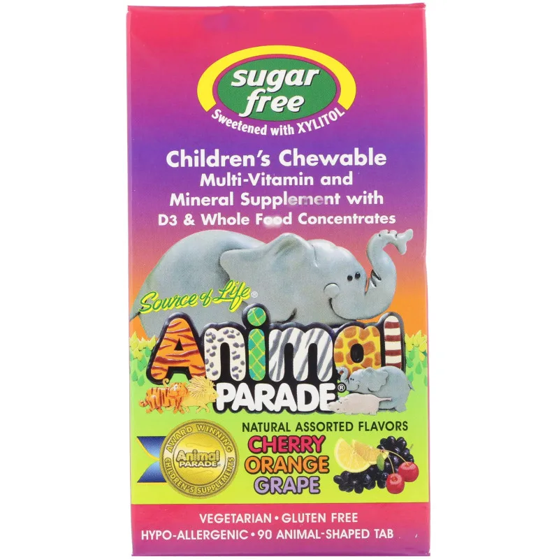 Animal parade ,children's multi vitamins and minerals animal chewable tab, natural mixed fruit flavor /Watermelon 90 -180 tab 
Animal parade ,children's multi vitamins and minerals animal chewable tab, natural mixed fruit flavor /Watermelon 90 -180 tab