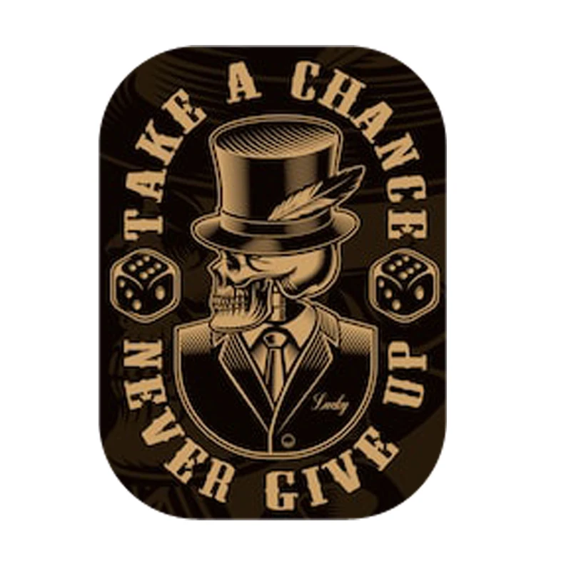 

Dice skull lucky Take a chance never give top hat retro sticker decal