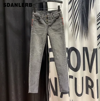 Simple Grey Black Jeans Ripped Jeans for Women Fashion Slim-Fit Spring New Korean-Style Button Worn Pencil Pants Jean Mujer
Simple Grey Black Jeans Ripped Jeans for Women Fashion Slim-Fit Spring New Korean-Style Button Worn Pencil Pants Jean Mujer