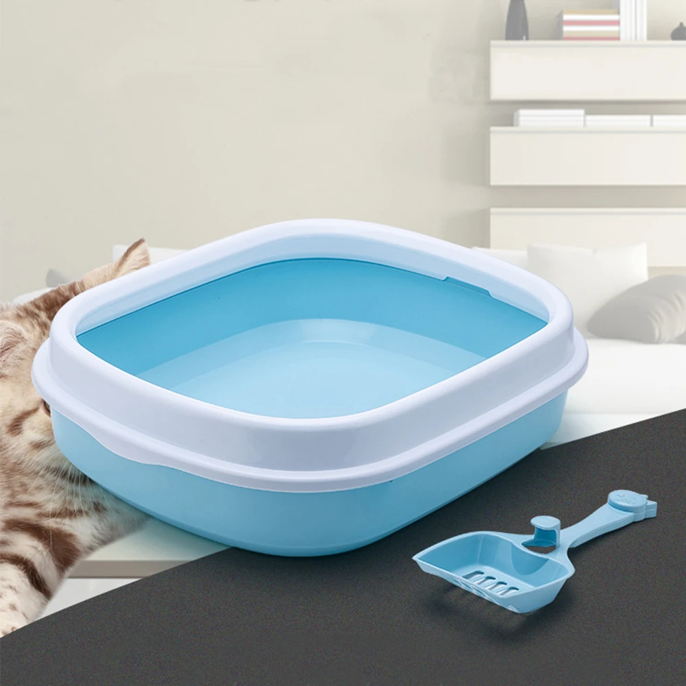 

Semi-closed Cat Litter Box Anti Splash Pet Toilet Cats Dog Tray Bedpan with Scoop Home Kitten Puppy Clean Plastic Sandbox