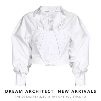 Shirt Women's 2020 Autumn New King Split Neckline Pleated Long Sleeve Solid Color All-match Short Shirt White Blouse Women Tide
Shirt Women's 2020 Autumn New King Split Neckline Pleated Long Sleeve Solid Color All-match Short Shirt White Blouse Women Tide