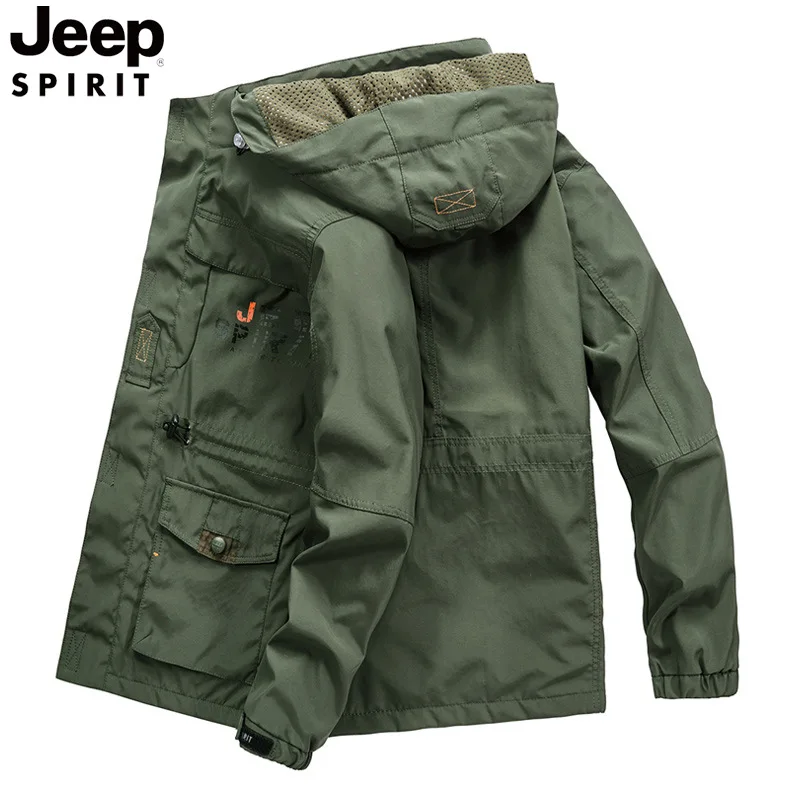 JEEP new jacket fashion casual men's outerwear tooling thin section loose jacket with hat clothes
JEEP new jacket fashion casual men's outerwear tooling thin section loose jacket with hat clothes