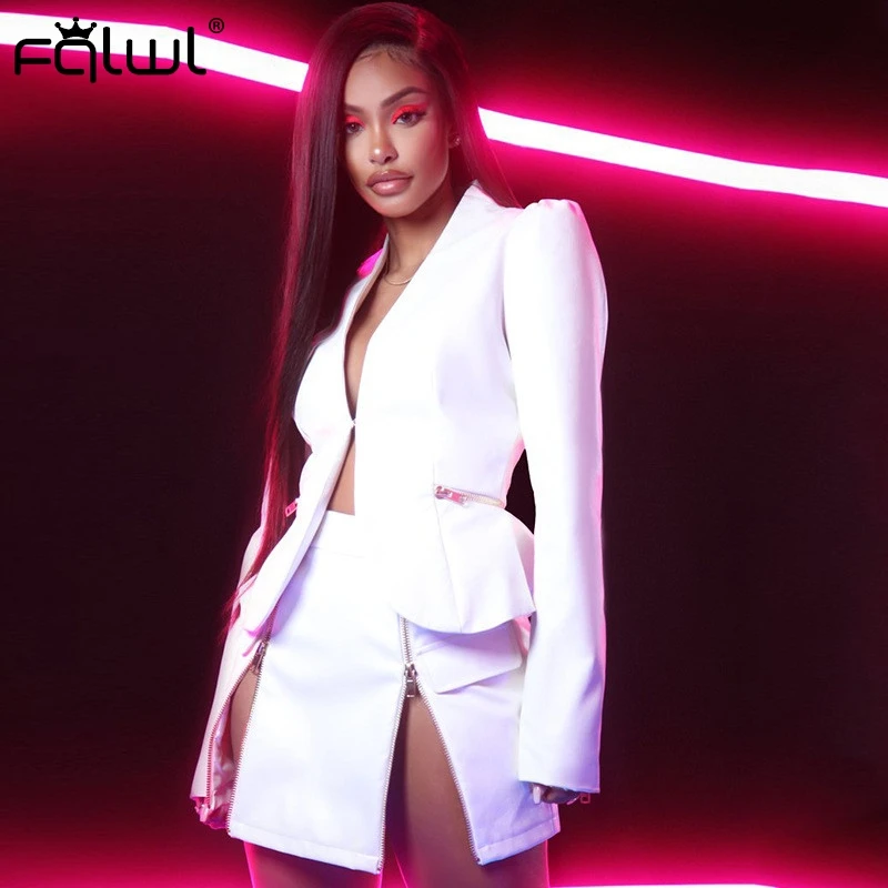 FQLWL Pu Leather Two Piece Set Women Suit Sexy Club Outfits Long Sleeve Blazer and Skirt Set White Autumn Ladies Matching Sets
FQLWL Pu Leather Two Piece Set Women Suit Sexy Club Outfits Long Sleeve Blazer and Skirt Set White Autumn Ladies Matching Sets