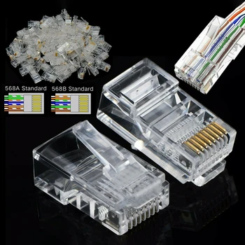 100pcs Cat6 RJ45 Connector 8P8C CAT5e Cat6 Network Patch Cable End Crimp Plug Connector Gold-plated RJ45 Network Modular Plug
100pcs Cat6 RJ45 Connector 8P8C CAT5e Cat6 Network Patch Cable End Crimp Plug Connector Gold-plated RJ45 Network Modular Plug