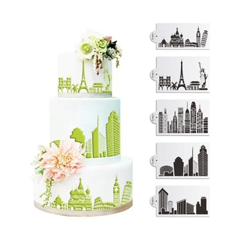 5PCS/Set Buildings Cake Stencils Cookies Mousse MoldCoffee Cappuccino Template Baking Sugarcraft Cake Decorating Tools Random 
5PCS/Set Buildings Cake Stencils Cookies Mousse MoldCoffee Cappuccino Template Baking Sugarcraft Cake Decorating Tools Random