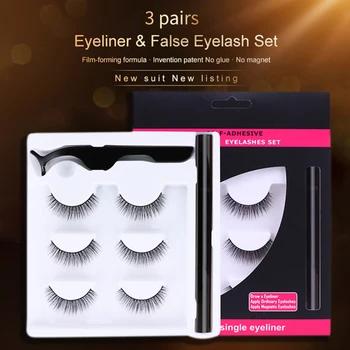 New 3 Pairs Natural/Thick False Eyelashes With Self-adhesive Liquid Eyeliner Kit No Glue Needed No Magnets 2 Steps Quick Makeup 
New 3 Pairs Natural/Thick False Eyelashes With Self-adhesive Liquid Eyeliner Kit No Glue Needed No Magnets 2 Steps Quick Makeup