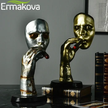 

ERMAKOVA Retro Smoker Figurine Mediator Abstract Sculpture Creative Man Smoking Cigar Statue Resin Home Office Decoration Gift