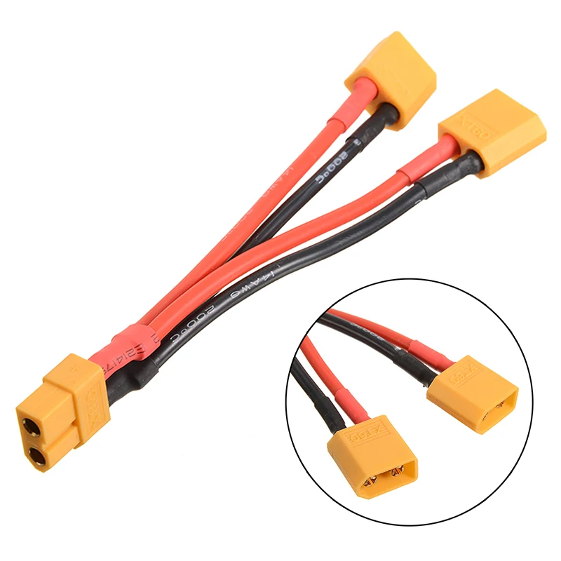 10cm XT60 Plug Power Parallel Battery Connector Cable Dual Y Extension Lines  Cable Extension DIY Male&Female Battery Cable