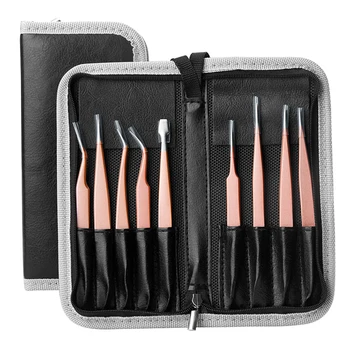 Stainless Steel Tweezers Kit 9pcs Tweezers Set Multi-functional Curved Straight Tweezers for Hair Removal Eyelash Extension Nail
Stainless Steel Tweezers Kit 9pcs Tweezers Set Multi-functional Curved Straight Tweezers for Hair Removal Eyelash Extension Nail