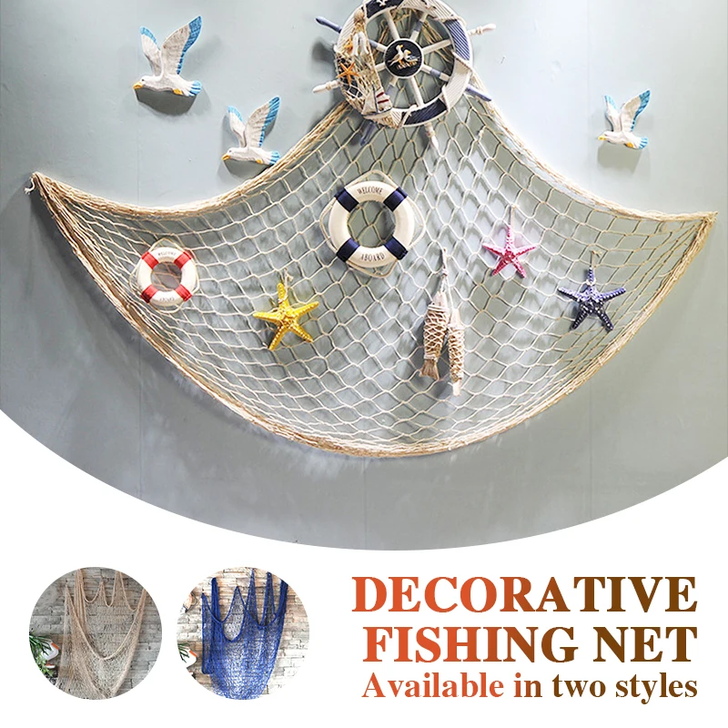 Decorative Fishing Net Decor Nets Hanging Net Mediterranean Home Playground Blue/Beige 1*2M Ceative Bar Office Beach Nautical
Decorative Fishing Net Decor Nets Hanging Net Mediterranean Home Playground Blue/Beige 1*2M Ceative Bar Office Beach Nautical