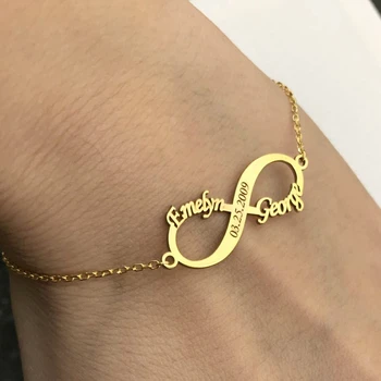Personalized Jewelry Custom Double Name Date Infinity Bracelet Rose Gold Infinity Nameplate Bracelets Stainless Steel Hand Chain
Personalized Jewelry Custom Double Name Date Infinity Bracelet Rose Gold Infinity Nameplate Bracelets Stainless Steel Hand Chain