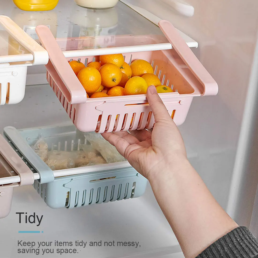 Adjustable Stretchable Refrigerator Organizer Drawer Basket Refrigerator Pull-out Drawers Fresh Spacer Layer Storage Rack
Adjustable Stretchable Refrigerator Organizer Drawer Basket Refrigerator Pull-out Drawers Fresh Spacer Layer Storage Rack