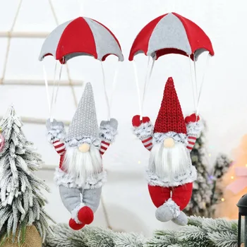 

Large Christmas Faceless Gnome Santa Xmas Tree Hanging Decoration Doll Skydiving Old Man With Parachute Navidad Pendant Gifts