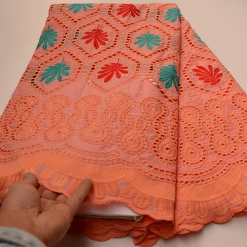 8 colors (5yards/pc) peach color African Swiss voile lace fabric with embroidery and holes design for party dress CLP423 
8 colors (5yards/pc) peach color African Swiss voile lace fabric with embroidery and holes design for party dress CLP423