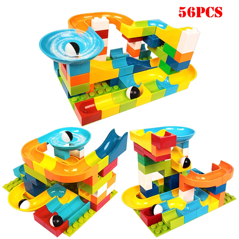 56PCS Marble Race Run Maze Ball Track Building Blocks Compatible LegoINGlys Duploe Construction Bricks Toys For children Gifts
56PCS Marble Race Run Maze Ball Track Building Blocks Compatible LegoINGlys Duploe Construction Bricks Toys For children Gifts