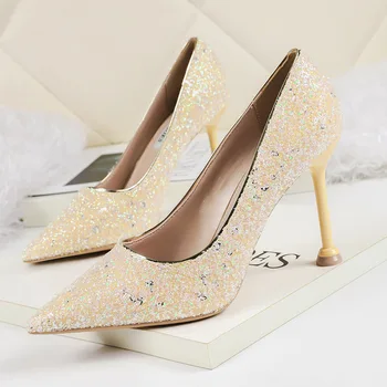 Women high Heels shoes glitter bling slip on pumps pointed toe Slides fashion Stilettos luxury wedding shoes zapatos mujer
Women high Heels shoes glitter bling slip on pumps pointed toe Slides fashion Stilettos luxury wedding shoes zapatos mujer