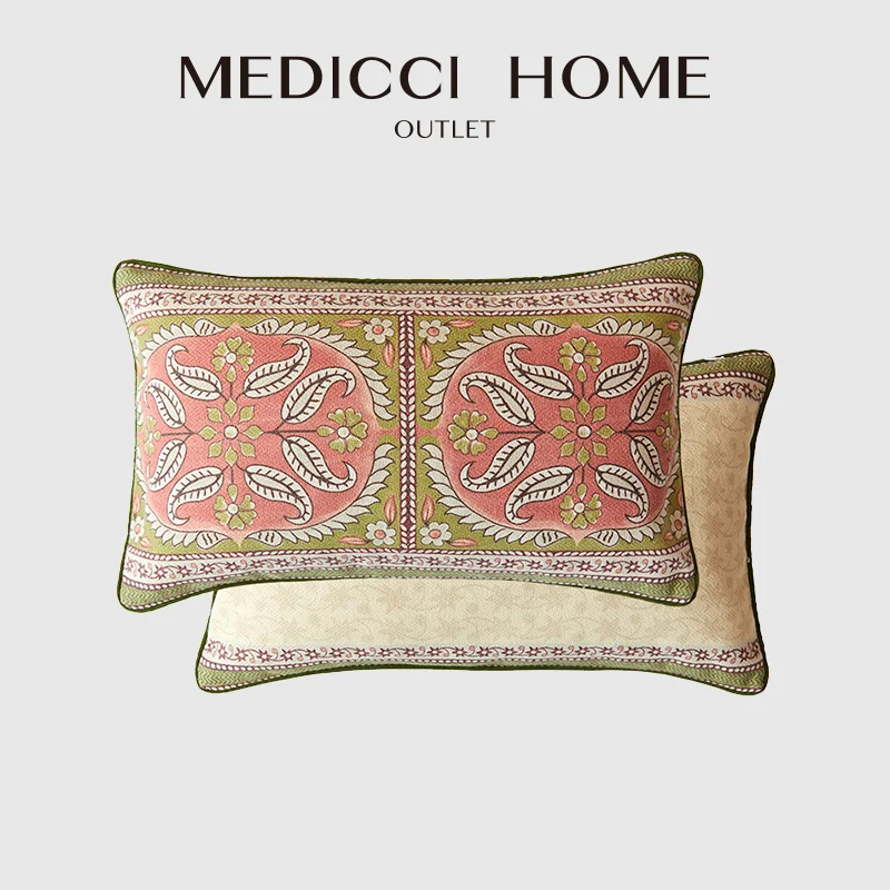 

Medicci Home Mandala Cushion Cover Datura Flowers Print Luxury Wool Velvet Blended Lumbar Pillow Case Precious And Magnificent