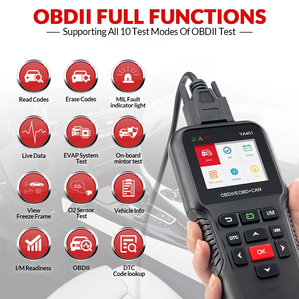 Car Diagnosis YA401 OBD2 Code Reader Scanner Automotive OBD 2 Scan Tool OBDII Auto Tester Upgrade Online PK KW850 X431 CR5001
Car Diagnosis YA401 OBD2 Code Reader Scanner Automotive OBD 2 Scan Tool OBDII Auto Tester Upgrade Online PK KW850 X431 CR5001