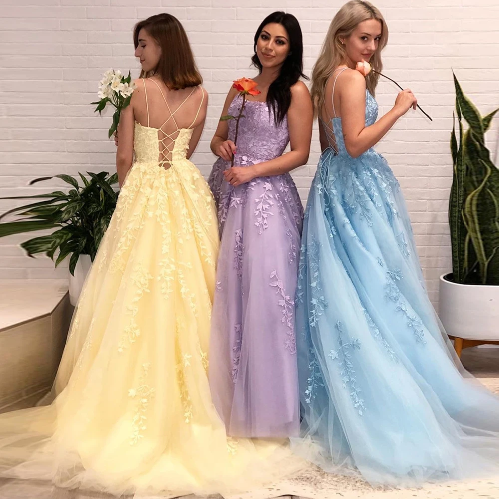 Elegant Prom Dresses 2020 Spaghetti Strap A-Line Appliques Lace Beaded Lace Up Evening Gowns Party Dress for Graduation
Elegant Prom Dresses 2020 Spaghetti Strap A-Line Appliques Lace Beaded Lace Up Evening Gowns Party Dress for Graduation