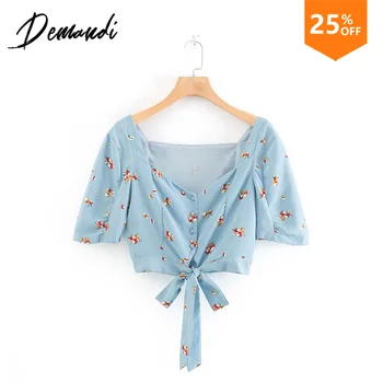 Demandi Spring 2020 Women's Square Collar Retro Print Button Lace Up Short Sleeve Vacation Style Wild Shirt
Demandi Spring 2020 Women's Square Collar Retro Print Button Lace Up Short Sleeve Vacation Style Wild Shirt