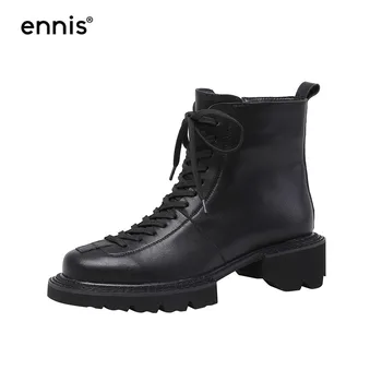 ENNIS Thick Sole Boots Platform Woman Laces Ankle Boots Genuine Leather White Shoes Black Autumn Winter Boots Big Size A0128
ENNIS Thick Sole Boots Platform Woman Laces Ankle Boots Genuine Leather White Shoes Black Autumn Winter Boots Big Size A0128