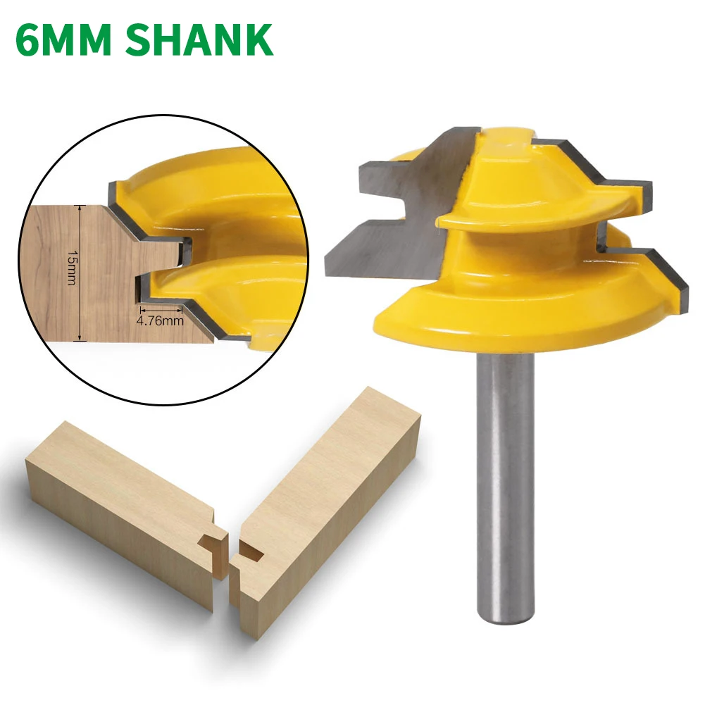 1PC 6MM Shank Milling Cutter Wood Carving 45 Degree Lock Miter Router Bit Woodworking Tenon Milling Cutter Tool Drilling Milling
1PC 6MM Shank Milling Cutter Wood Carving 45 Degree Lock Miter Router Bit Woodworking Tenon Milling Cutter Tool Drilling Milling