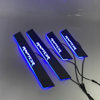 LYQ led moving door scuff for FORD Raptor F150 dynamic door sill plate welcome lamp lining overlay Flow/fixed light