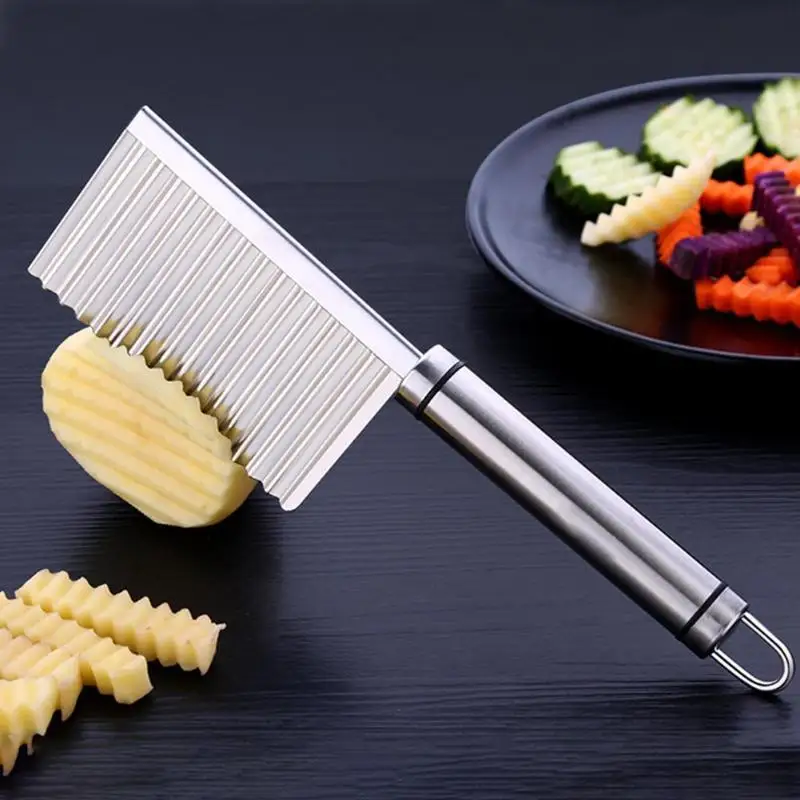 Potato Wavy Ripple Edged Knife Stainless Steel Kitchen Gadget Vegetable Fruit Utensil Cutting Peeler Cooking Tools
Potato Wavy Ripple Edged Knife Stainless Steel Kitchen Gadget Vegetable Fruit Utensil Cutting Peeler Cooking Tools