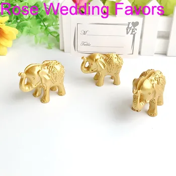 

(10pcs/lot)FREE SHIPPING+Lucky Golden Elephant Place Card Holders/Photo Holder Wedding&Bridal Shower Favors and Gift For Guest